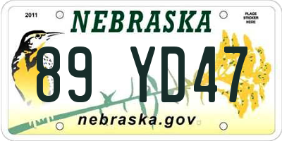 NE license plate 89YD47