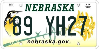 NE license plate 89YH27