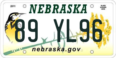 NE license plate 89YL96
