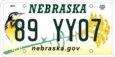 NE license plate 89YY07