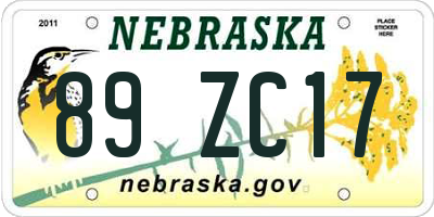 NE license plate 89ZC17