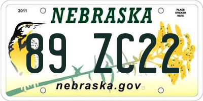 NE license plate 89ZC22
