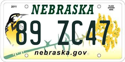 NE license plate 89ZC47