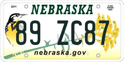 NE license plate 89ZC87