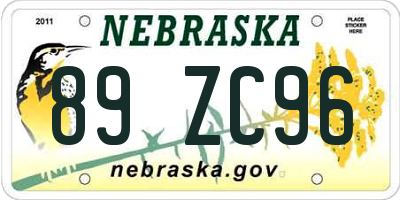 NE license plate 89ZC96