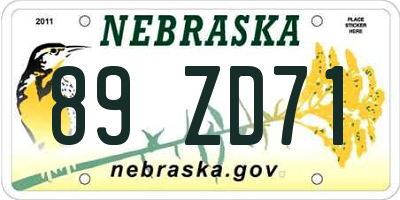 NE license plate 89ZD71