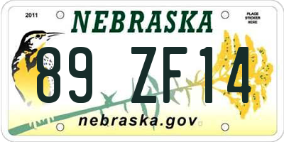 NE license plate 89ZF14