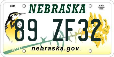 NE license plate 89ZF32
