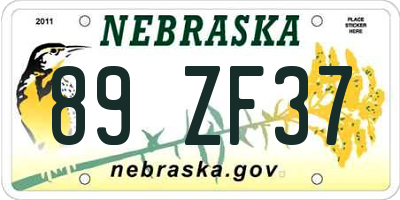 NE license plate 89ZF37