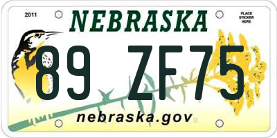 NE license plate 89ZF75