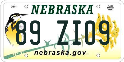 NE license plate 89ZI09
