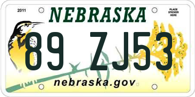NE license plate 89ZJ53