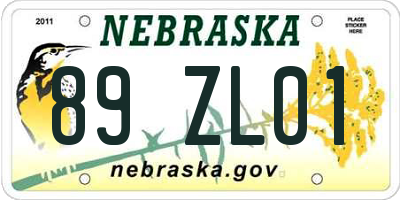 NE license plate 89ZL01