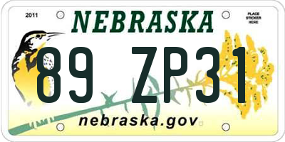 NE license plate 89ZP31