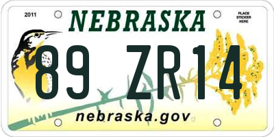 NE license plate 89ZR14