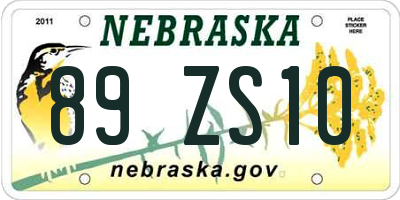 NE license plate 89ZS10