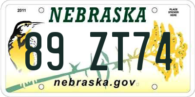 NE license plate 89ZT74