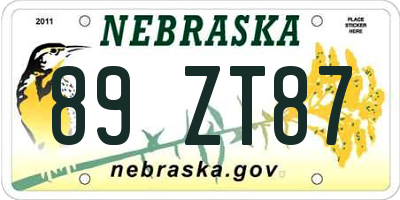 NE license plate 89ZT87