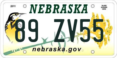 NE license plate 89ZV55