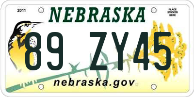 NE license plate 89ZY45
