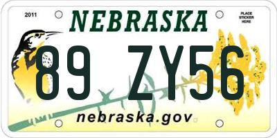 NE license plate 89ZY56
