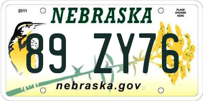 NE license plate 89ZY76