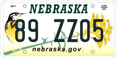 NE license plate 89ZZ05