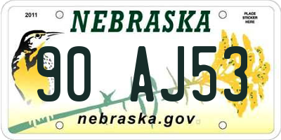 NE license plate 90AJ53