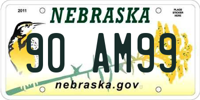 NE license plate 90AM99