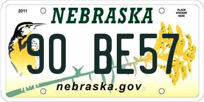 NE license plate 90BE57