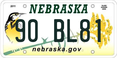 NE license plate 90BL81