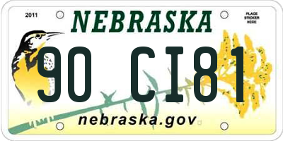 NE license plate 90CI81
