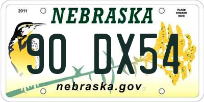 NE license plate 90DX54