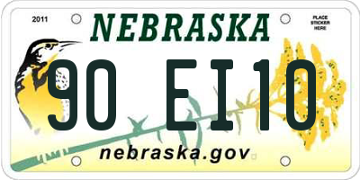NE license plate 90EI10