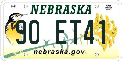 NE license plate 90ET41