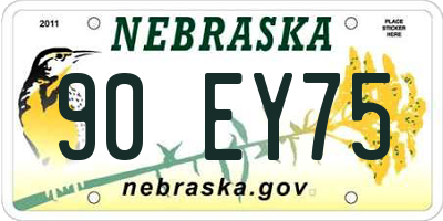 NE license plate 90EY75