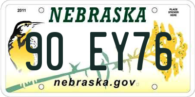 NE license plate 90EY76