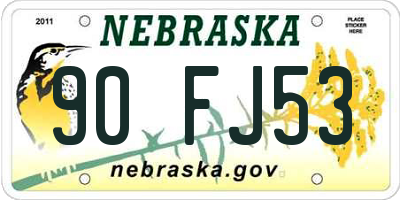 NE license plate 90FJ53