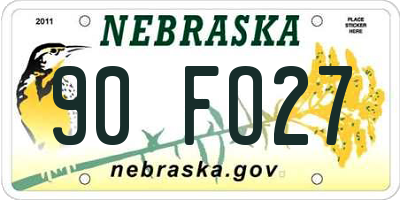 NE license plate 90FO27