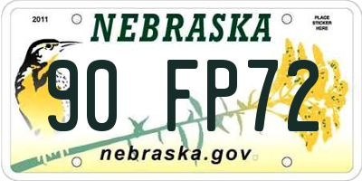 NE license plate 90FP72