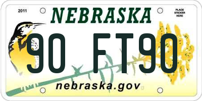 NE license plate 90FT90