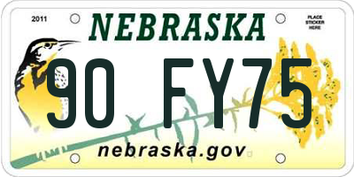 NE license plate 90FY75