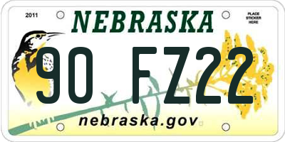 NE license plate 90FZ22