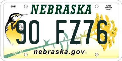 NE license plate 90FZ76