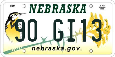 NE license plate 90GI13