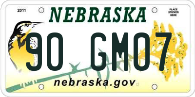 NE license plate 90GM07