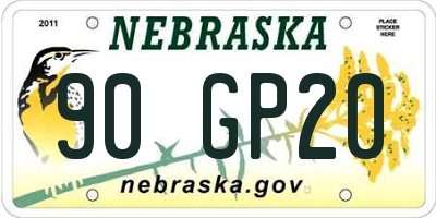 NE license plate 90GP20