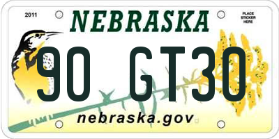 NE license plate 90GT30