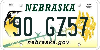 NE license plate 90GZ57