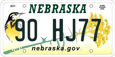 NE license plate 90HJ77